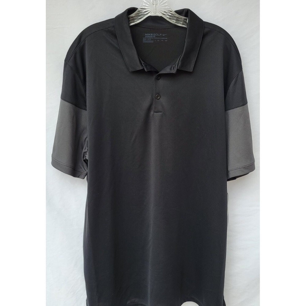 Nike Dri-fit Men's Standard Fit in Colorblock Black & Gray Golf Polo XXL, NWT